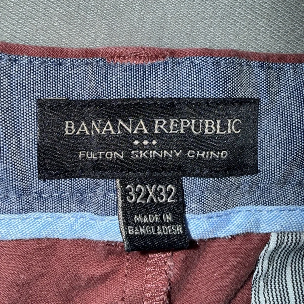 Banana Republic Fulton Skinny Chino Pants Mens 32x32 Burgundy Red Cotton Stretch